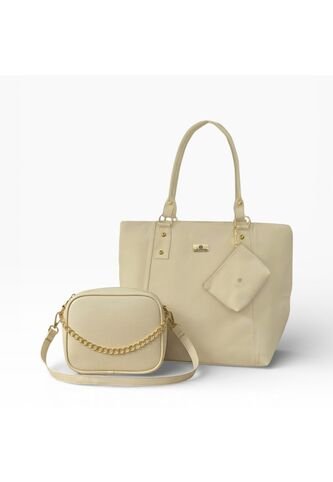 Set De Bolsos Para Mujer Bolso Tote Mila + Bolso Manos Libres Sade + Monedero Karla Chacon Beige KARLA CHACON
