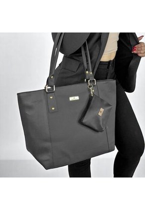 Combo De Tres Piezas Bolso Shopper Manos Libres Y Monedero Karla Chacon Negro
