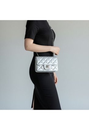 Bolso Satchel Bandolera Manos Libres De Dama Mujer Karla Chacon Sanz Plateado