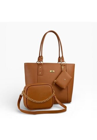 Set De Bolsos Para Mujer Bolso Tote Mila + Bolso Manos Libres Sade + Monedero Karla Chacon Miel KARLA CHACON