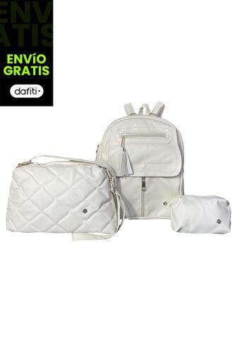 Combo Set Morral Fabi + Manos Libres Cuba + Monedero Karla Chacon Beige KARLA CHACON