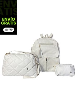 Combo Set Morral Fabi + Manos Libres Cuba + Monedero Karla Chacon Beige