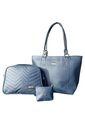 Set De Bolsos Para Mujer Bolso Tote Mila + Bolso Manos Libres Tini + Monedero Karla Chacon Azul de KARLA CHACON