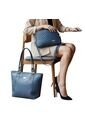 Set De Bolsos Para Mujer Bolso Tote Mila + Bolso Manos Libres Tini + Monedero Karla Chacon Azul de KARLA CHACON