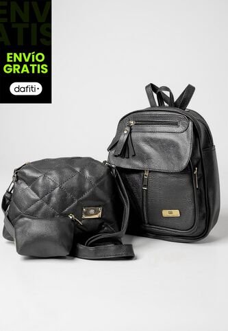 Combo Set Morral Fabi + Manos Libres Cuba + Monedero Karla Chacon Negro KARLA CHACON