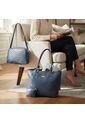 Set De Bolsos Para Mujer Bolso Tote Mila + Bolso Manos Libres Tini + Monedero Karla Chacon Azul de KARLA CHACON