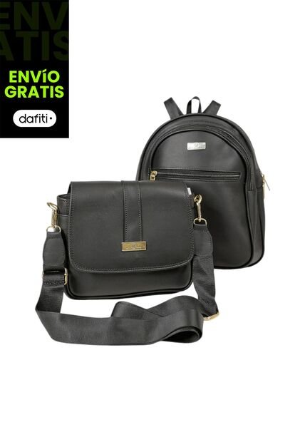 Combo Set Morral Moka + Manos Libres Lady Karla Chacon Negro