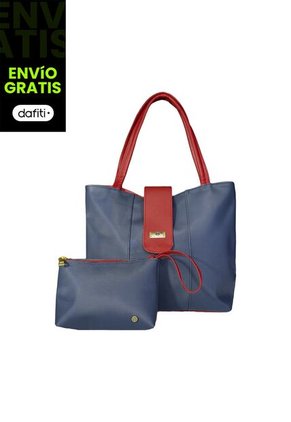 Bolso Cartera Mujer Dama Karla Chacon Line Azul Con Cosmetiquera