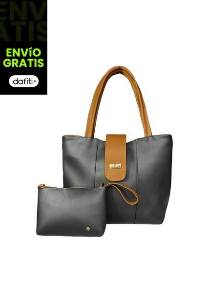 Bolso Cartera Mujer Dama Karla Chacon Line Negro Con Cosmetiquera