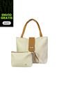 Bolso Cartera Mujer Dama Karla Chacon Line Beige Con Cosmetiquera de KARLA CHACON