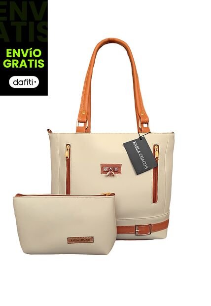 Bolso Cartera Mujer Dama Karla Chacon Gigi Beige