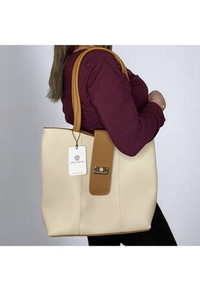 Bolso Cartera Mujer Dama Karla Chacon Line Beige Con Cosmetiquera