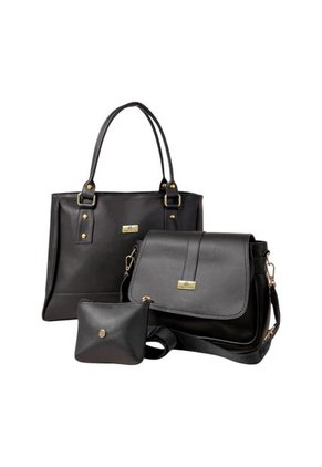 Set De Bolsos Para Mujer Bolso Tote Crez, Bolso Manos Libres Lady, Monedero Karla Chacon Negro