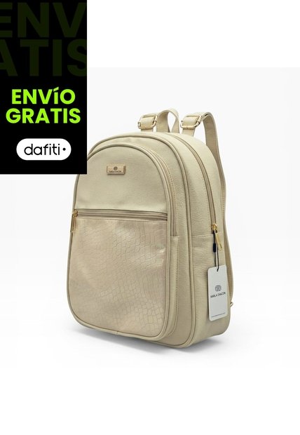 Morral Maletin Mochila Universidad Casual Mediano De Dama Mujer Karla Chacon Nely Beige