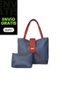 Bolso Cartera Mujer Dama Karla Chacon Line Azul Con Cosmetiquera de KARLA CHACON