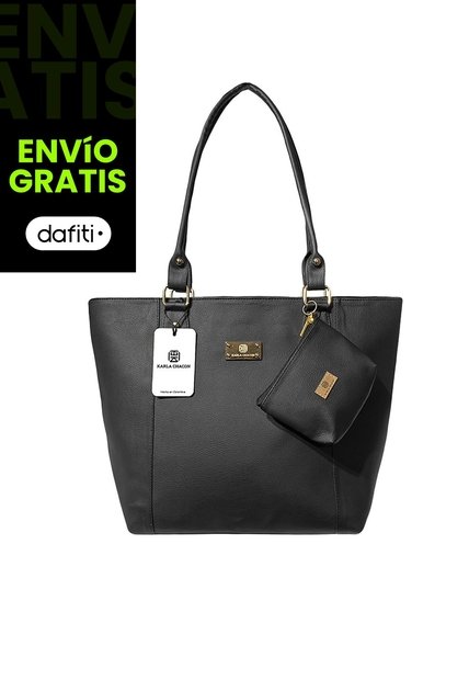 Bolso Dama Cartera Mujer Tote Grande Karla Chacon Mila Negro