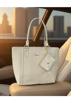 Bolso Tote Elegante Para Mujer Con Monedero Karla Chacon Mila Beige