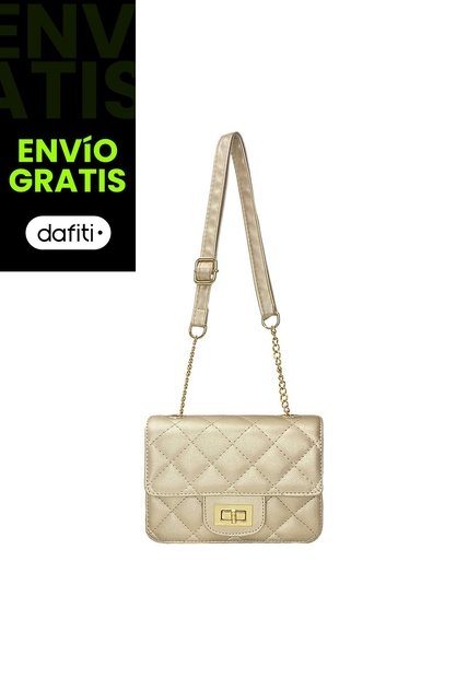Bolso Manos Libres Satchel De Dama Bandolera Mujer Karla Chacon Sanz Dorado
