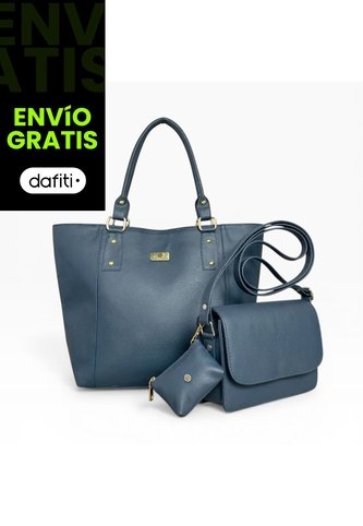 Set De Bolsos Para Mujer Bolso Tote Mila + Bolso Manos Libres Nova + Monedero Karla Chacon Azul KARLA CHACON