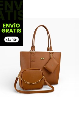 Set De Bolsos Para Mujer Bolso Tote Mila + Bolso Manos Libres Sade + Monedero Karla Chacon Miel KARLA CHACON