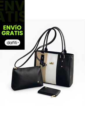 Set Para Mujer Bolso Tote+ Bolso Manos Libres + Monedero Karla Chacon