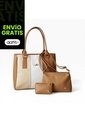 Set Para Mujer Bolso Tote+ Bolso Manos Libres + Monedero Karla Chacon de KARLA CHACON