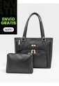 Bolso Tote Con Cosmetiquera Karla Chacon Niah Negro de KARLA CHACON