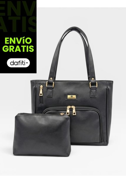Bolso Tote Con Cosmetiquera Karla Chacon Niah Negro