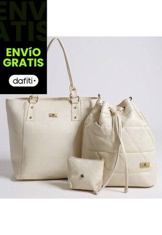 Set De Bolsos Para Mujer Bolso Tote + Bolso Manos Libres + Monedero Karla Chacon KARLA CHACON