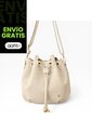 Bolso Mochila Bucket Strap Removible Cartera Mujer Dama Karla Chacon Iris Beige de KARLA CHACON