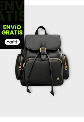Bolso Morral Maleta Casual Para Mujer Con Herrajes Dorados Karla Chacon Abby Negro