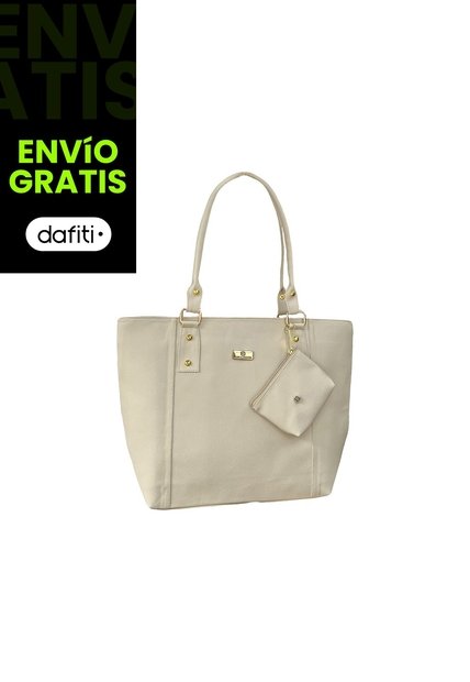 Bolso Tote Elegante Para Mujer Con Monedero Karla Chacon Mila Beige
