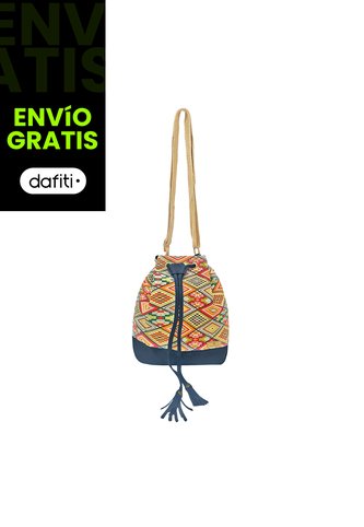 Bolso Manos Libres Bucket Dama Mujer Karla Chacon Aria Azul KARLA CHACON
