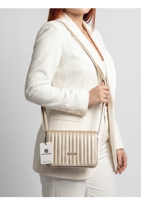 Bolso Bandolera Cartera Manos Libres Dama Mujer Karla Chacon Baru Dorado