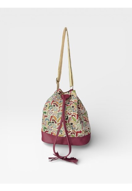Bolso Manos Libres Bucket Dama Mujer Karla Chacon Aria Vino