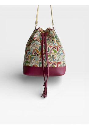 Bolso Manos Libres Bucket Dama Mujer Karla Chacon Aria Vino