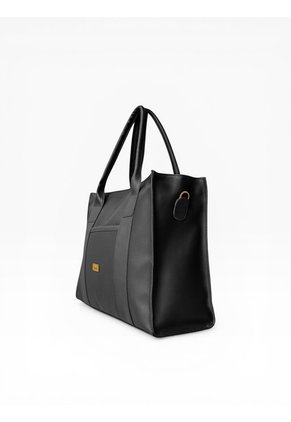Combo De Tres Piezas Bolso Shopper Laura + Manos Libres Cuba Y Monedero Karla Chacon Negro