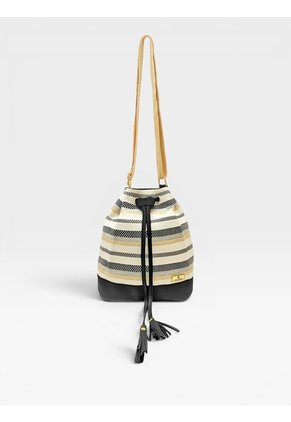 Bolso Manos Libres Bucket Dama Mujer Karla Chacon Aria Negro