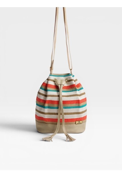 Bolso Manos Libres Bucket Dama Mujer Karla Chacon Aria Beige