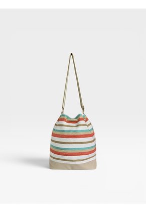 Bolso Manos Libres Bucket Dama Mujer Karla Chacon Aria Beige