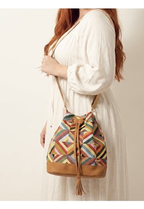Bolso Manos Libres Bucket Dama Mujer Karla Chacon Aria Miel