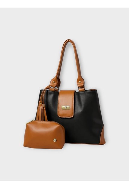 Bolso De Hombro Cartera Dama Con Monedero Luna Negro