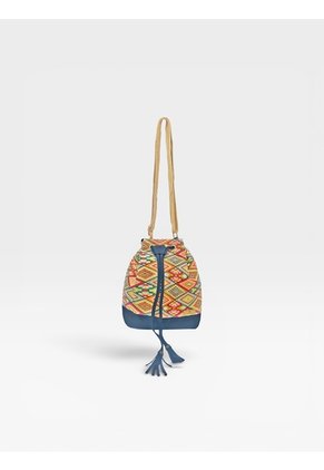 Bolso Manos Libres Bucket Dama Mujer Karla Chacon Aria Azul