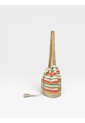Bolso Manos Libres Bucket Dama Mujer Karla Chacon Aria Beige