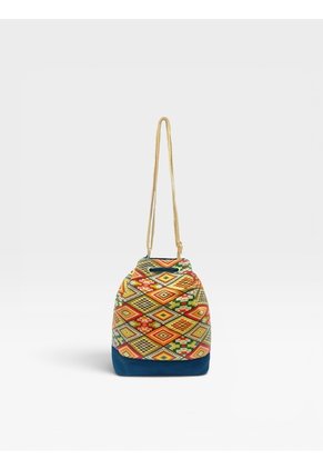 Bolso Manos Libres Bucket Dama Mujer Karla Chacon Aria Azul