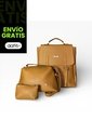 Combo Set Morral Gina + Manos Libres Cuba + Monedero Karla Chacon Miel de KARLA CHACON