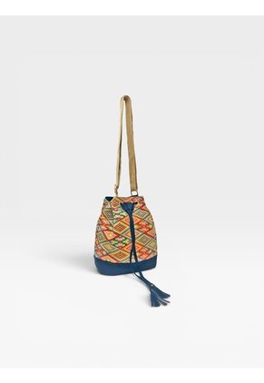 Bolso Manos Libres Bucket Dama Mujer Karla Chacon Aria Azul
