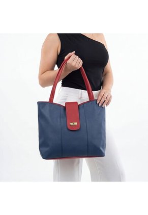 Bolso Cartera Mujer Dama Karla Chacon Line Azul Con Cosmetiquera