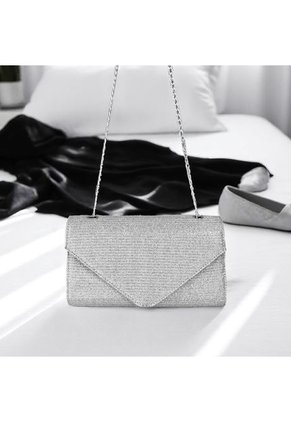 Bolso Clutch Elegante Para Fiesta Karla Chacon Maite Plateado