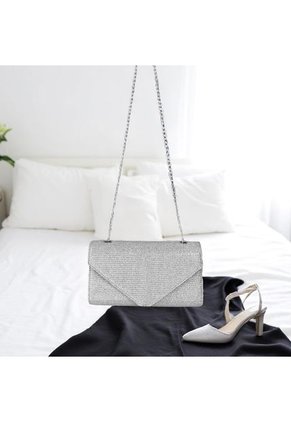 Bolso Clutch Elegante Para Fiesta Karla Chacon Maite Plateado